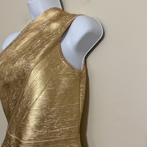 Bella Barnett Lika Elegant Gold One-Shoulder Dress bodycon women L event luxury - Picture 9 of 14
